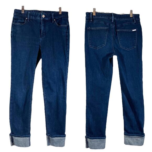 White House Black Market Slim Ankle Jeans Cuffed Mid Rise Dark Wash Size 4 - Picture 6 of 6